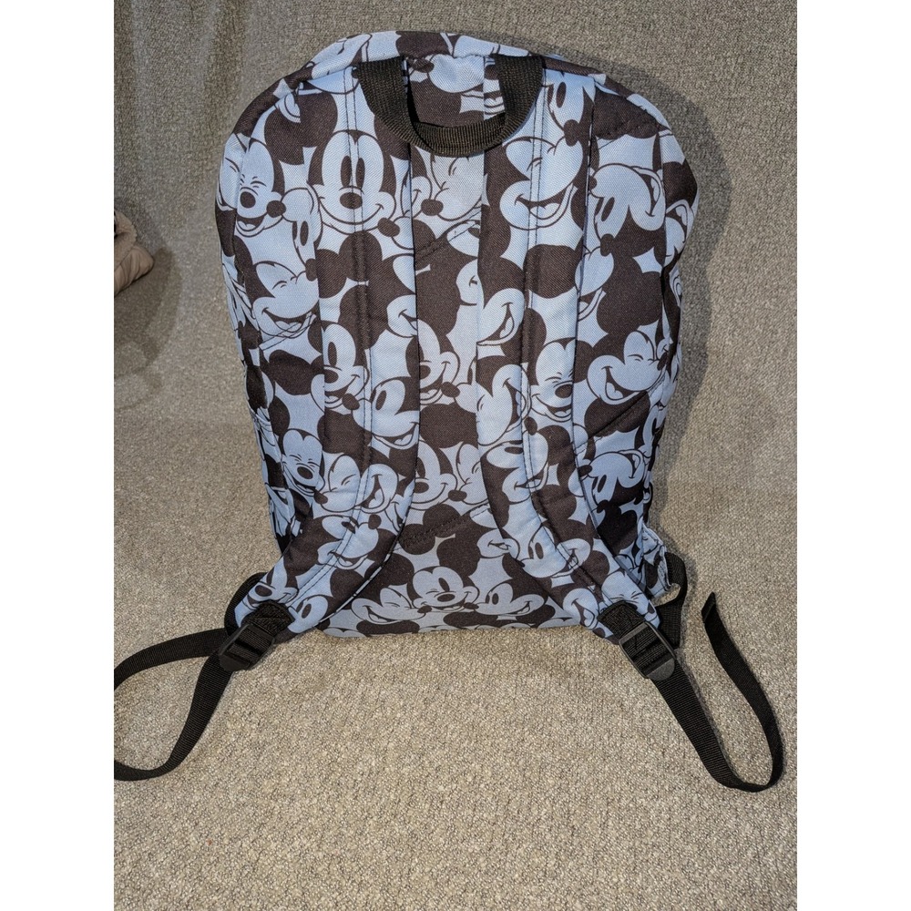 Disney Mickey Mouse All Over Print Backpack Light Blue Black Canvas Bag - Picture 3 of 6